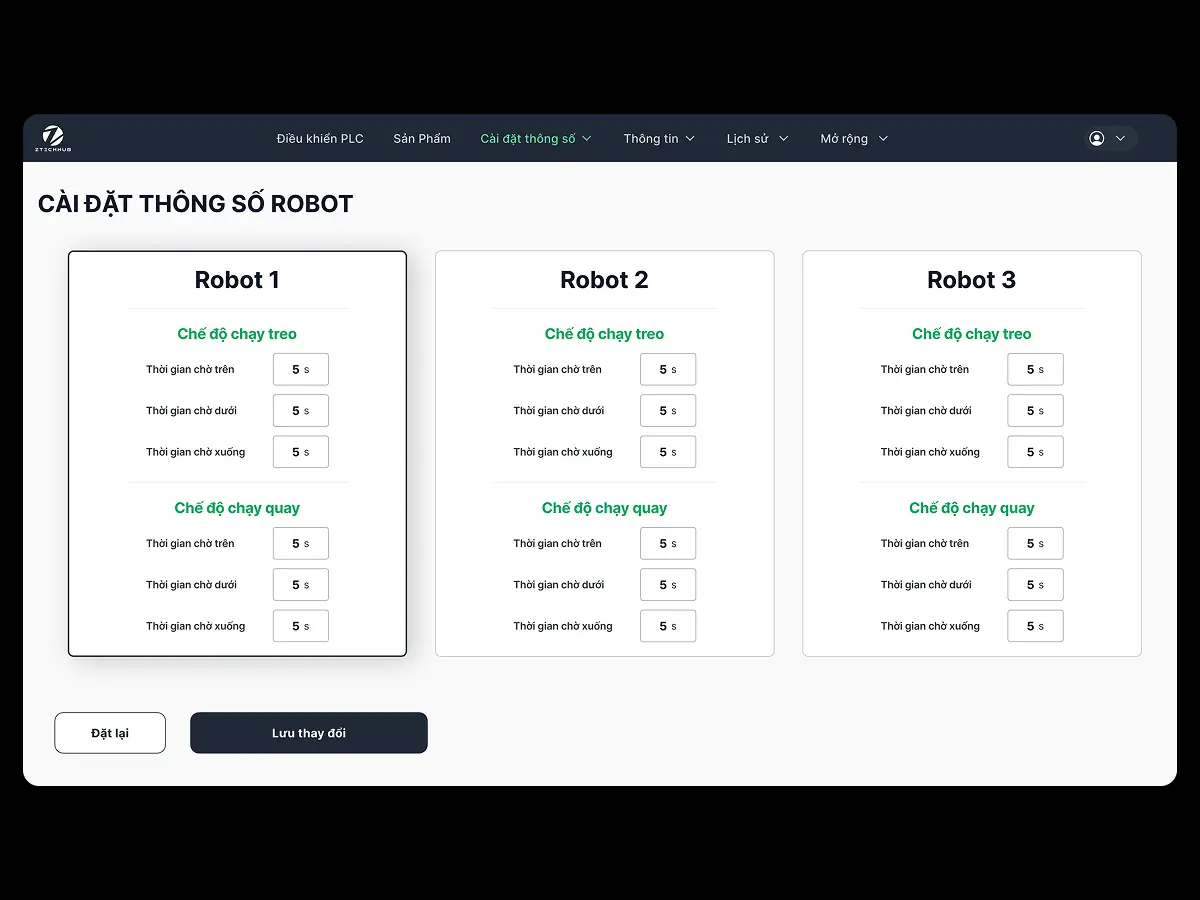 Plating System - robot parameter settings