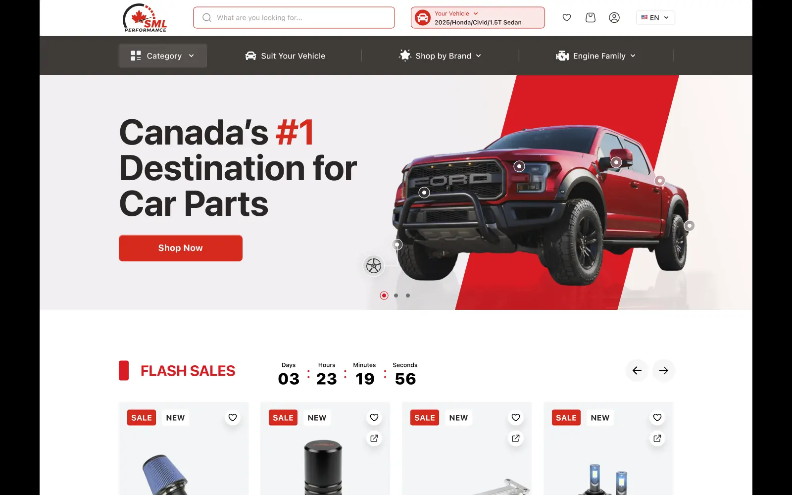 SML Performance - the storefront home page